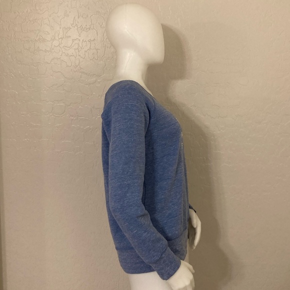 Milly Resting Beach Face Scoop Neck Heather Blue Lightweight Sweatshirt Small - Picture 5 of 7